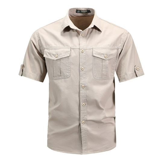 Tomasz men's shirt featuring functional pockets and a comfortable fit, perfect for casual and smart-casual occasions. 1