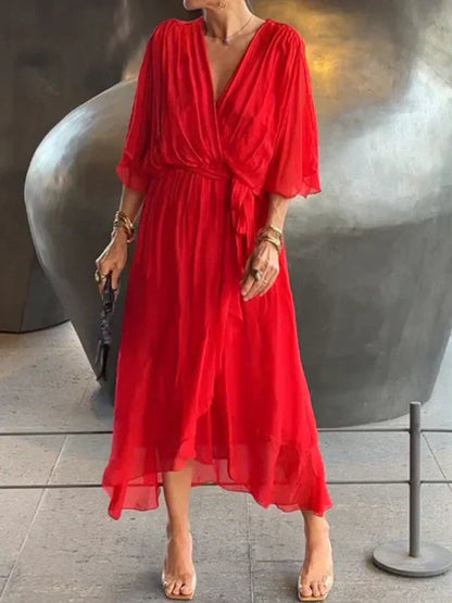 Wina Damska Sukienka na Wesele z eleganckim dekoltem w kształcie litery V i etery 8