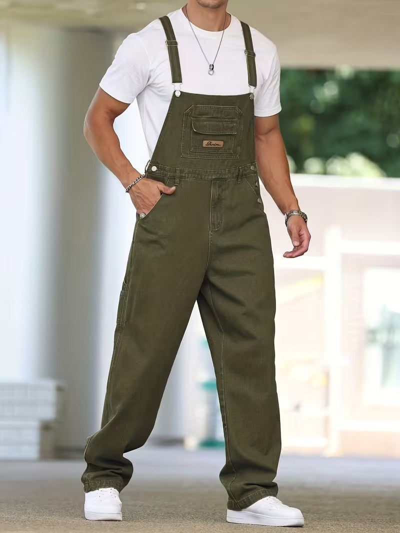 Męskie długie ogrodniczki z szerokimi nogawkami