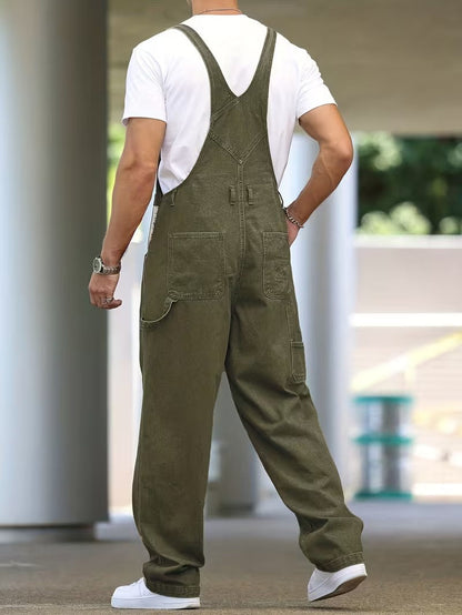 Męskie długie ogrodniczki z szerokimi nogawkami