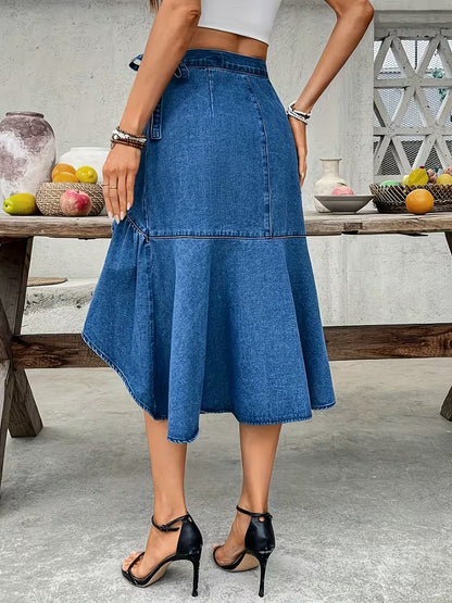 Damska asymetryczna spódnica kopertowa